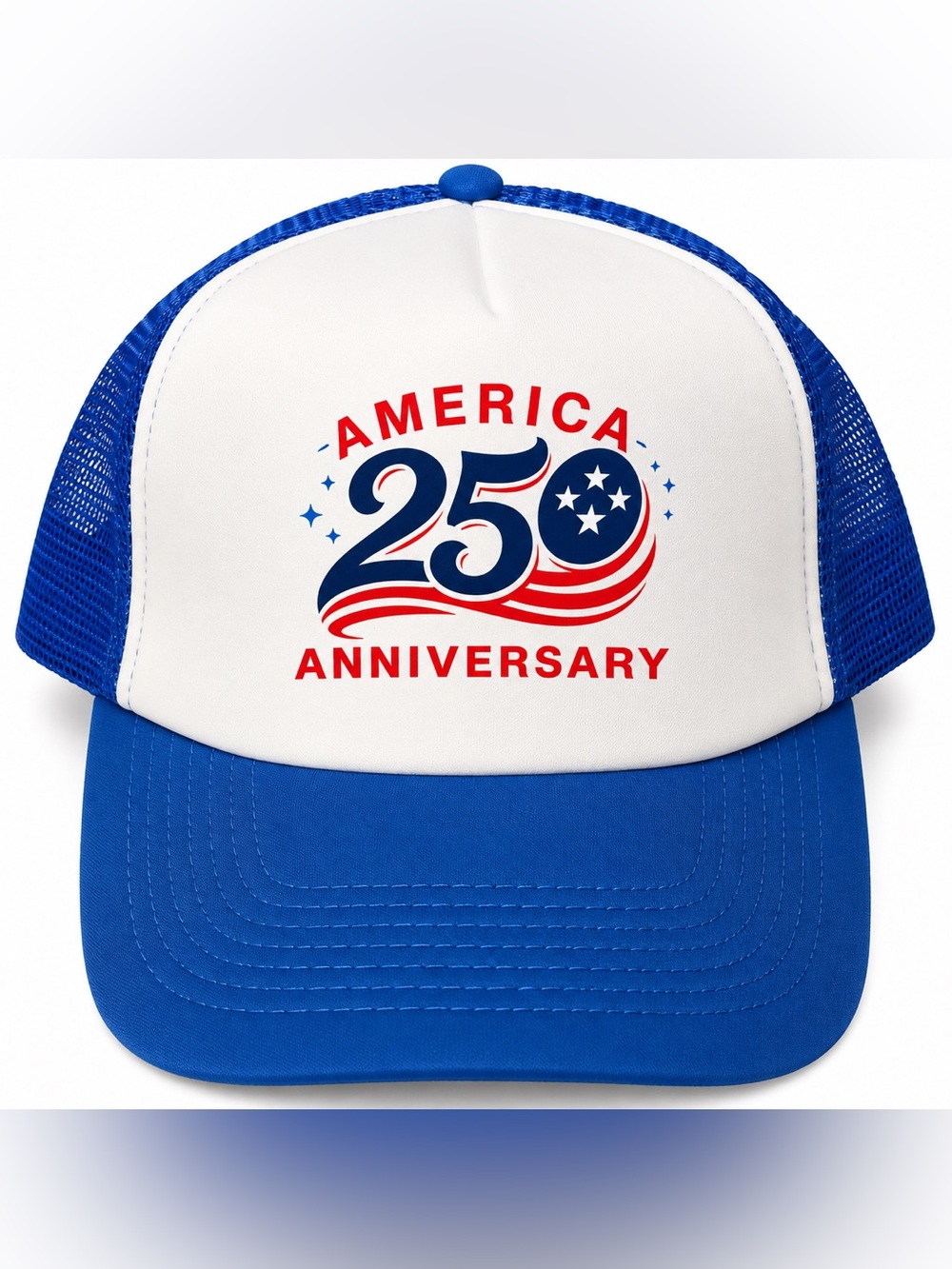 America 250th Anniversary Blue and White Trucker Hat